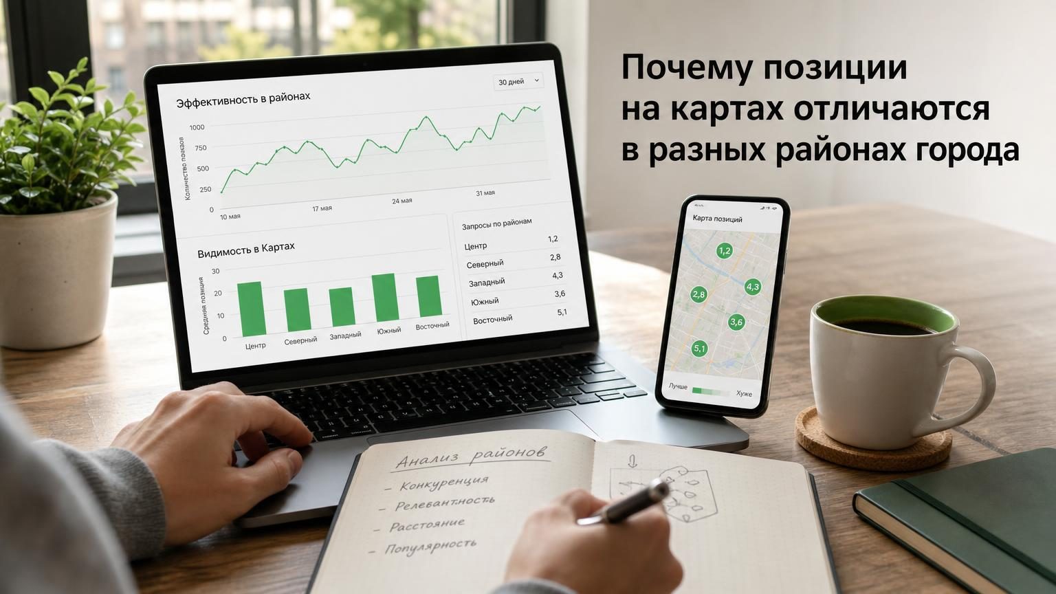 Почему позиции на картах отличаются в разных районах города